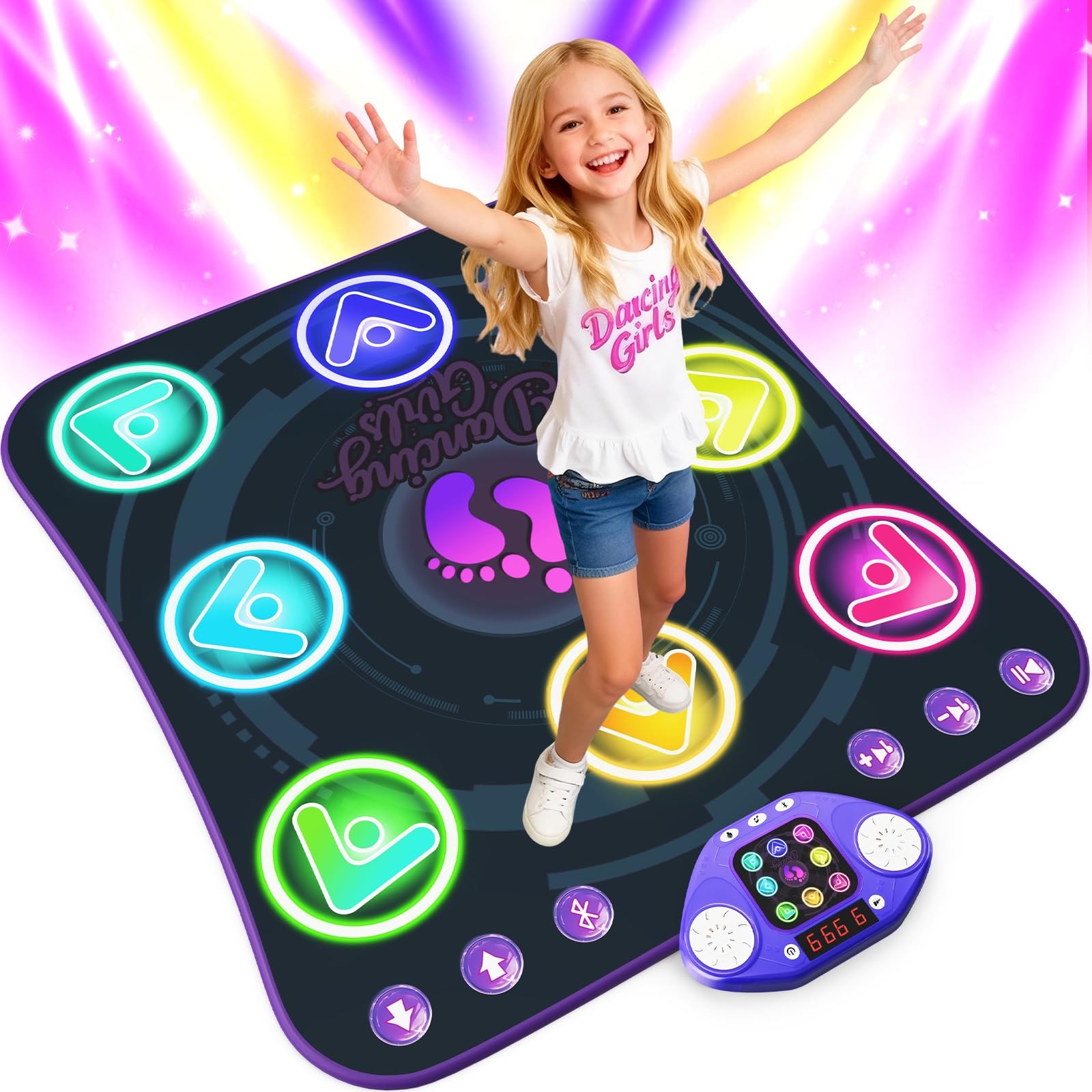 Dance Mat Toys for 3-12 Year Old Girls  Boys,Dance Pad with Light-Up 8-Button…
