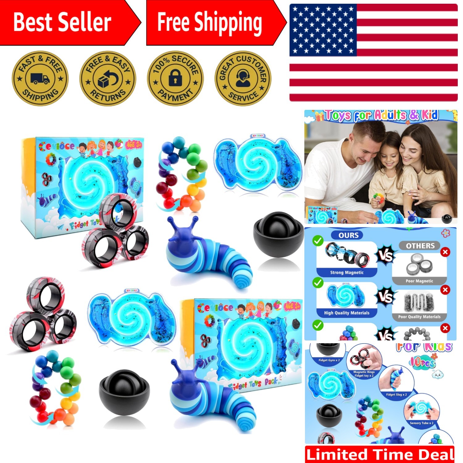 10Pcs Non-Toxic Fidget Toys – Perfect for Stress Relief and Autism Support