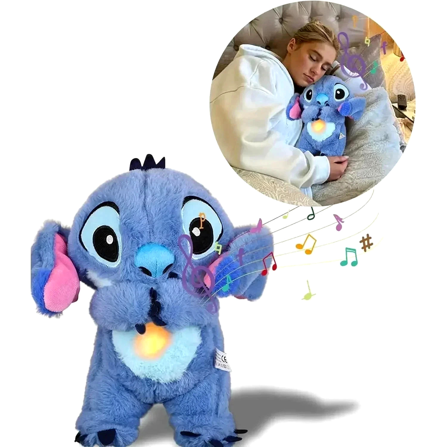 Stitch Breathing Musical Plush Doll Sleep Aid Anxiety Relief Toy