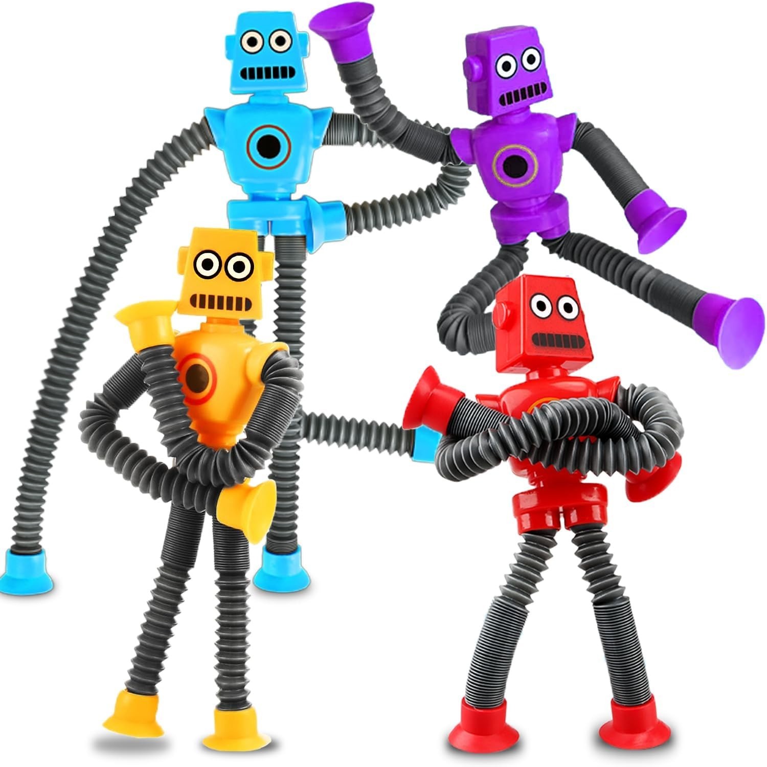 Autism Sensory Toys for Kid Boys Year Old Ages 4 5 6 7 8 9 10(4PCS), Suction Rob