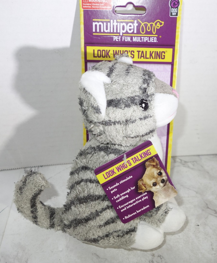 Multipet Look Who’s Talking Kitten Cat Dog Plush Toy Squeeze Real Life Sound
