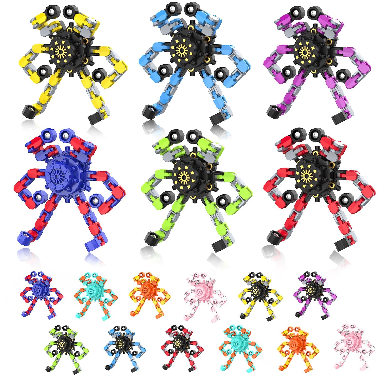 18PCS Transformable Fidget Spinners – Stress Relief Toys for Kids  Adults