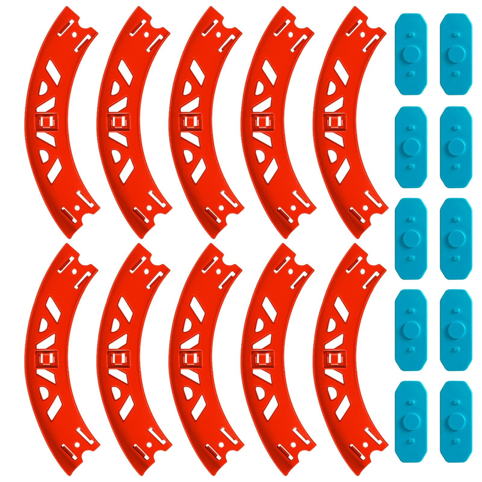 Curve Track Set Pieces for Hot Wheels Curved Red + Connectors (10-Pack)