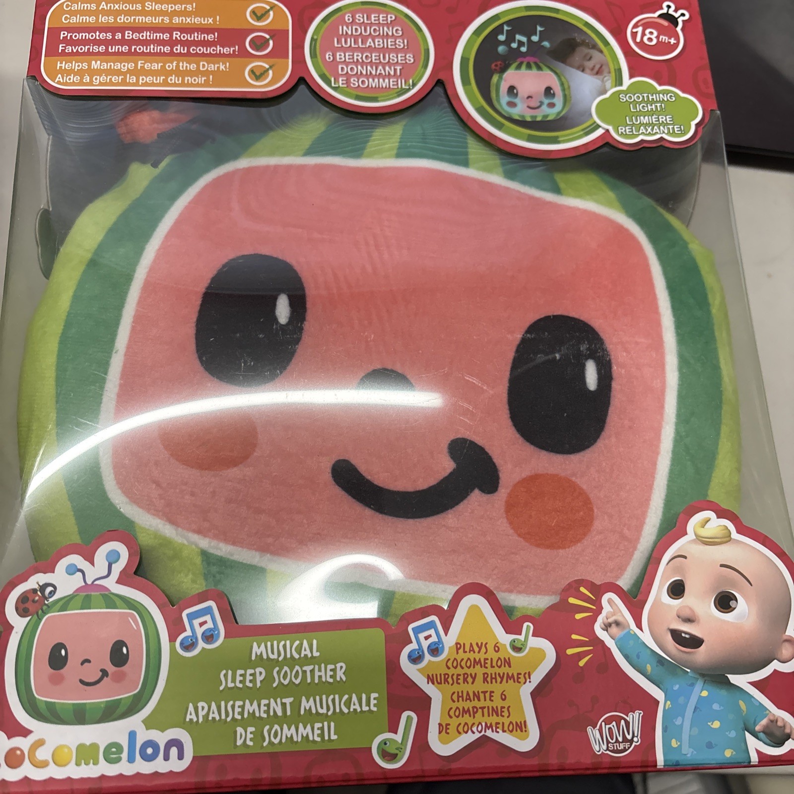 CoComelon Musical Sleep Soother Nursery Rhymes Plush Watermelon Toy WOW! Stuff