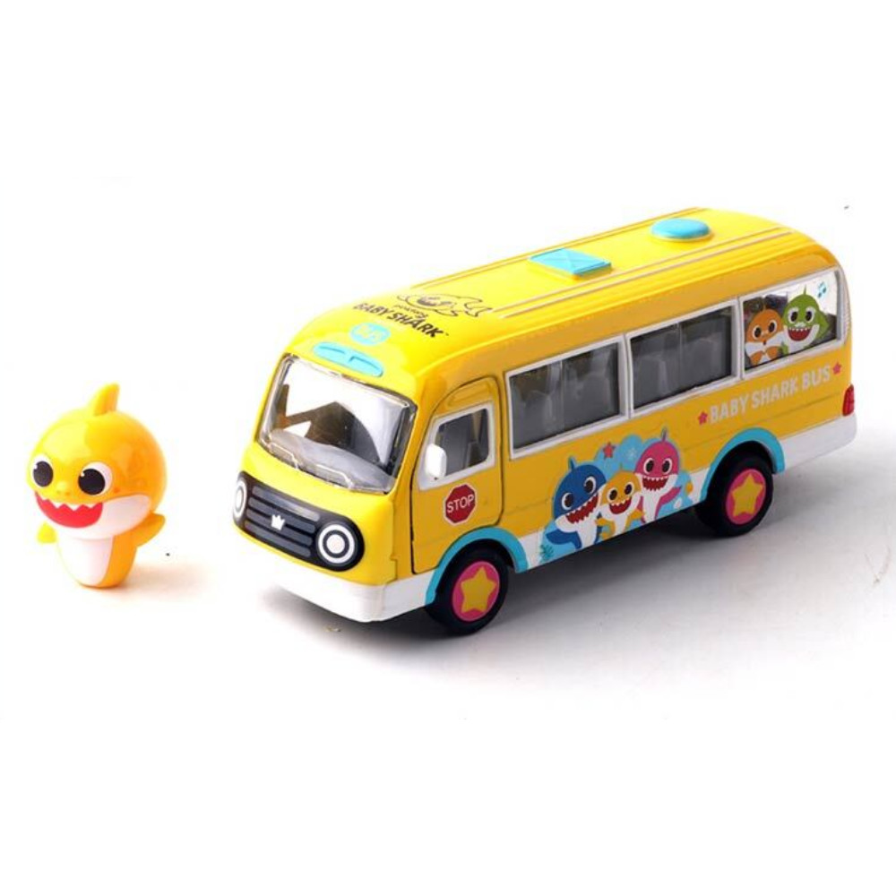 Pinkfong Character Baby Shark School Bus Pull Back Diecast Model Vehicle Toy New
