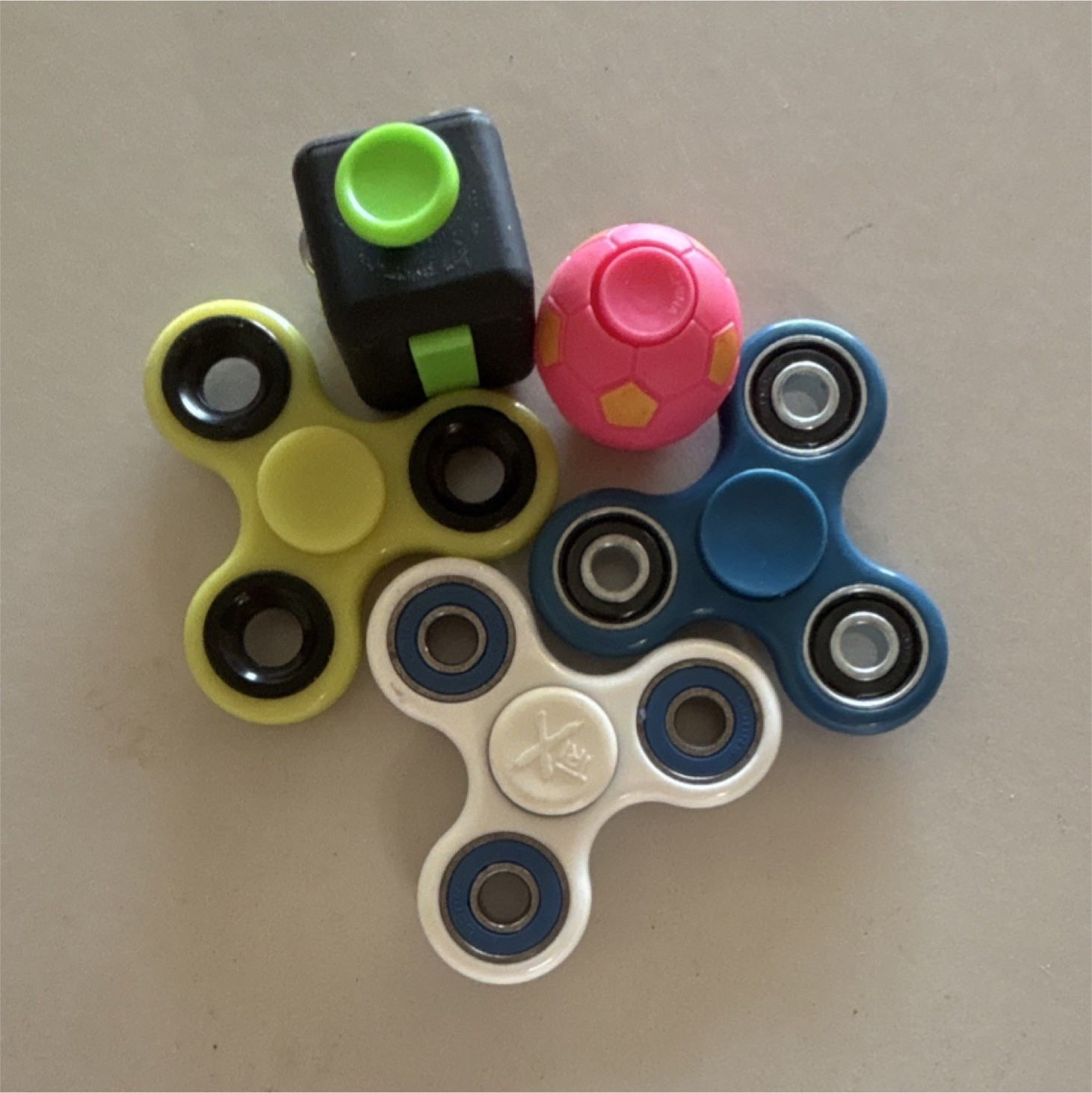 Tactile Sensory Toy Set: Hand Spinners, Fidget Cube, Pink Fidget Ball