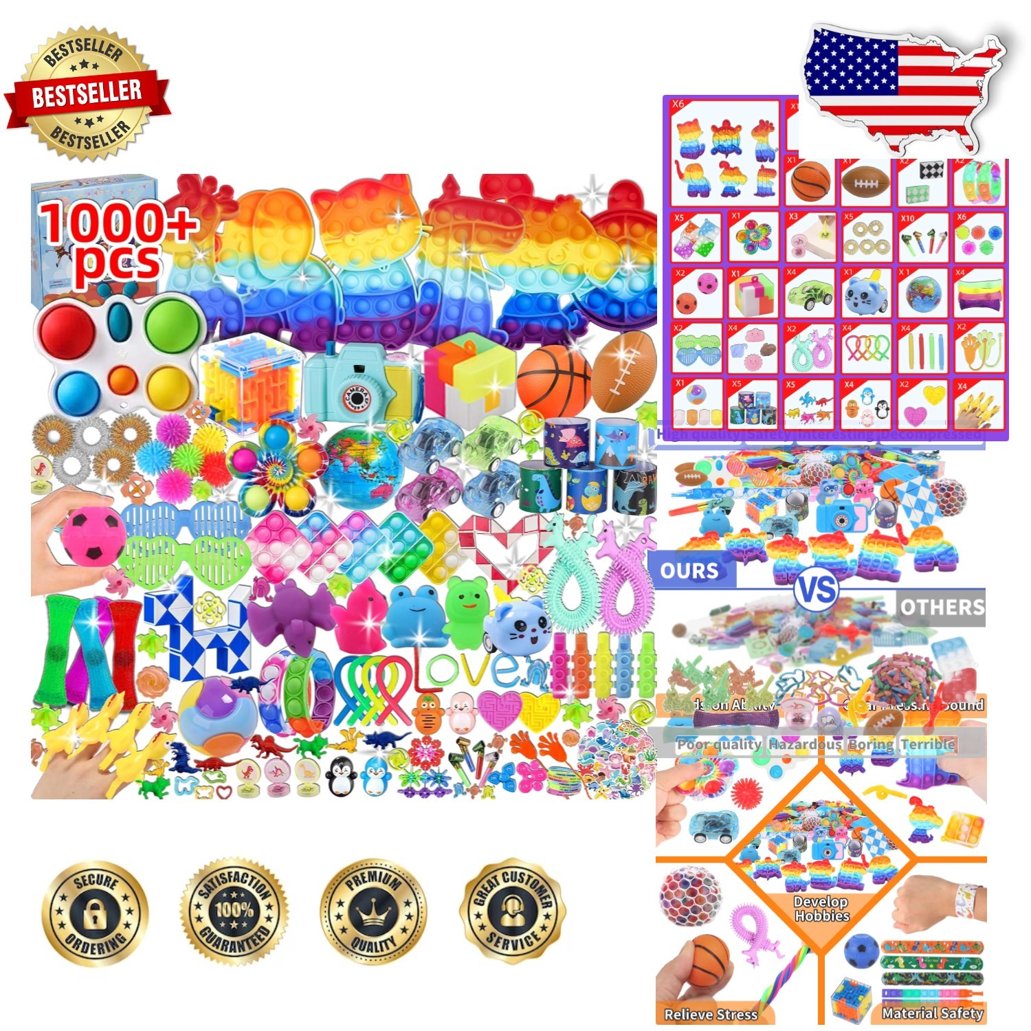 Giant Fidget Toy Bundle: 1000 Fun Sensory Pop Toys, Stress Relief, Party Favors
