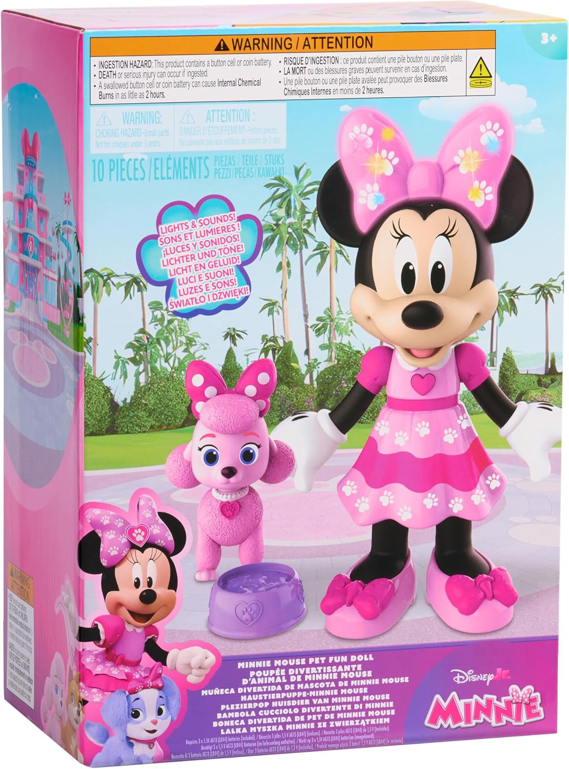 Disney Jr. Minnie Mouse Pet Fun Doll 10-Inch Poseable Minnie Doll New Toy Gift