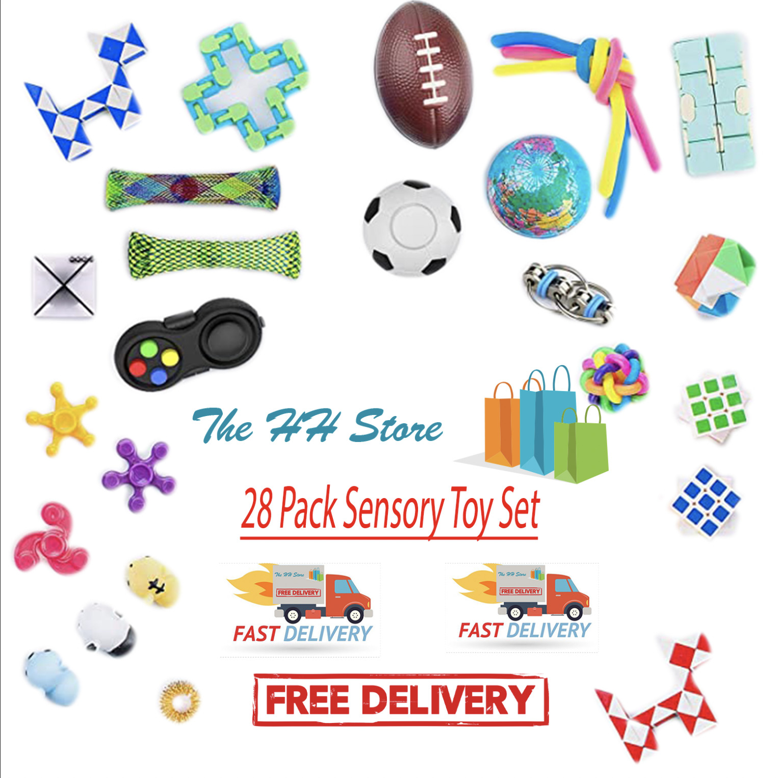 28 Pack Sensory Toys Set Relieves Stress Anxiety Fidget Children AD Kid Fun Play