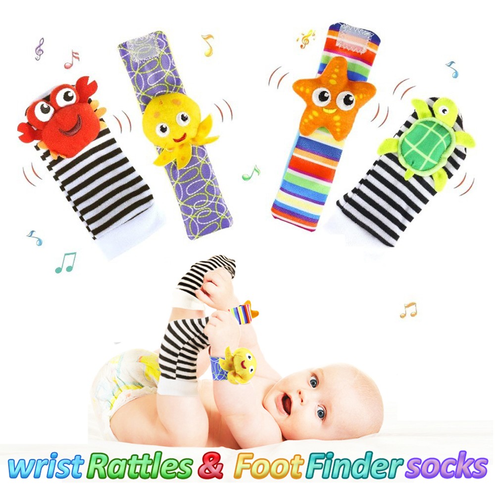 High Contrast Baby Toys Infant Rattle Socks and Wrist Rattles Set 0-12 Months