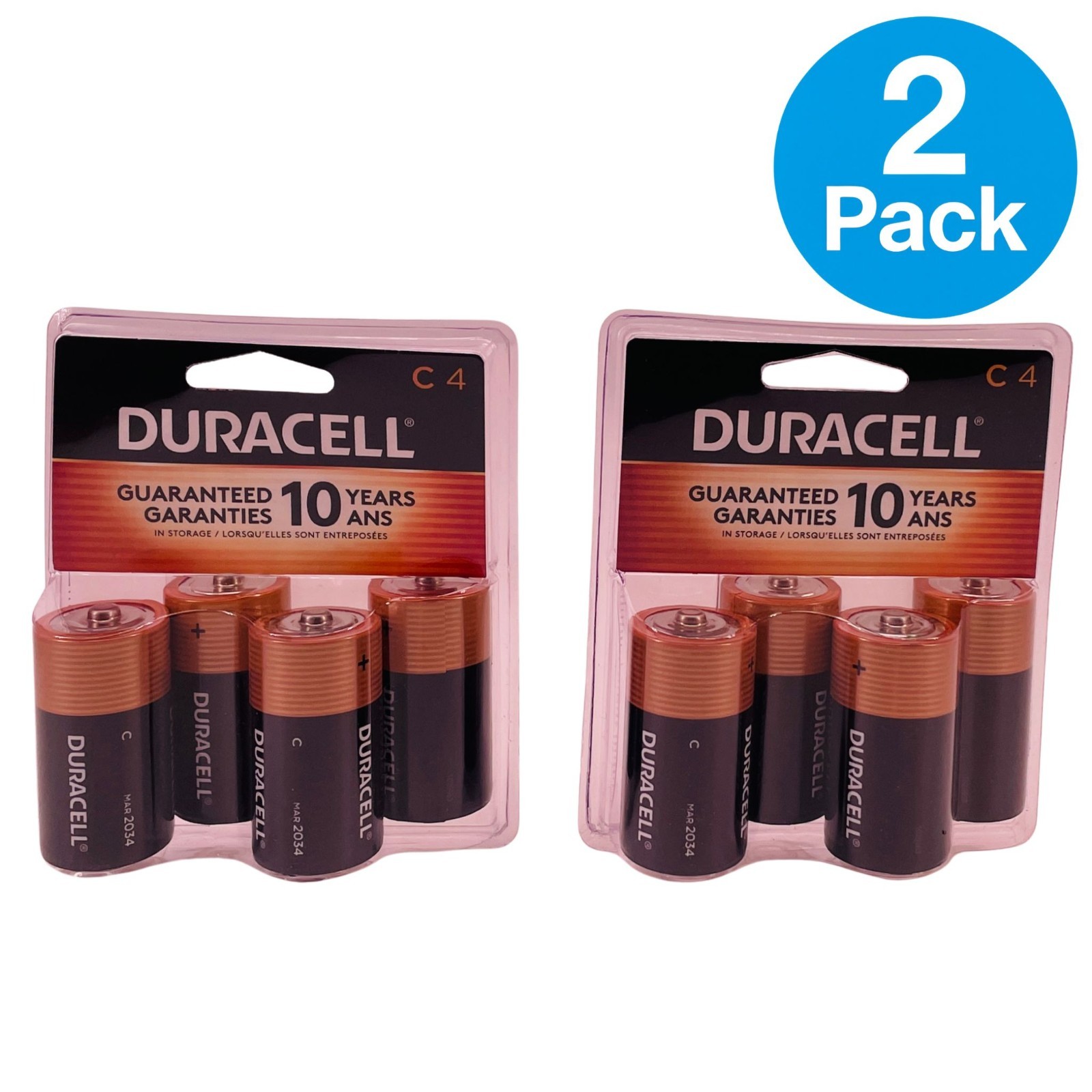 Duracell C Alkaline Batteries 1.5V 2-Pack (8ct) Long-Lasting New