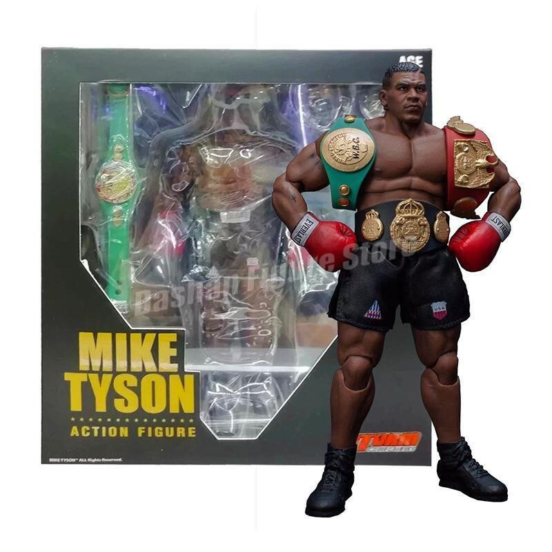 Boxing King Mike Tyson 3 Heads Action Figure Toy Model 18CM Doll With Belt Gift