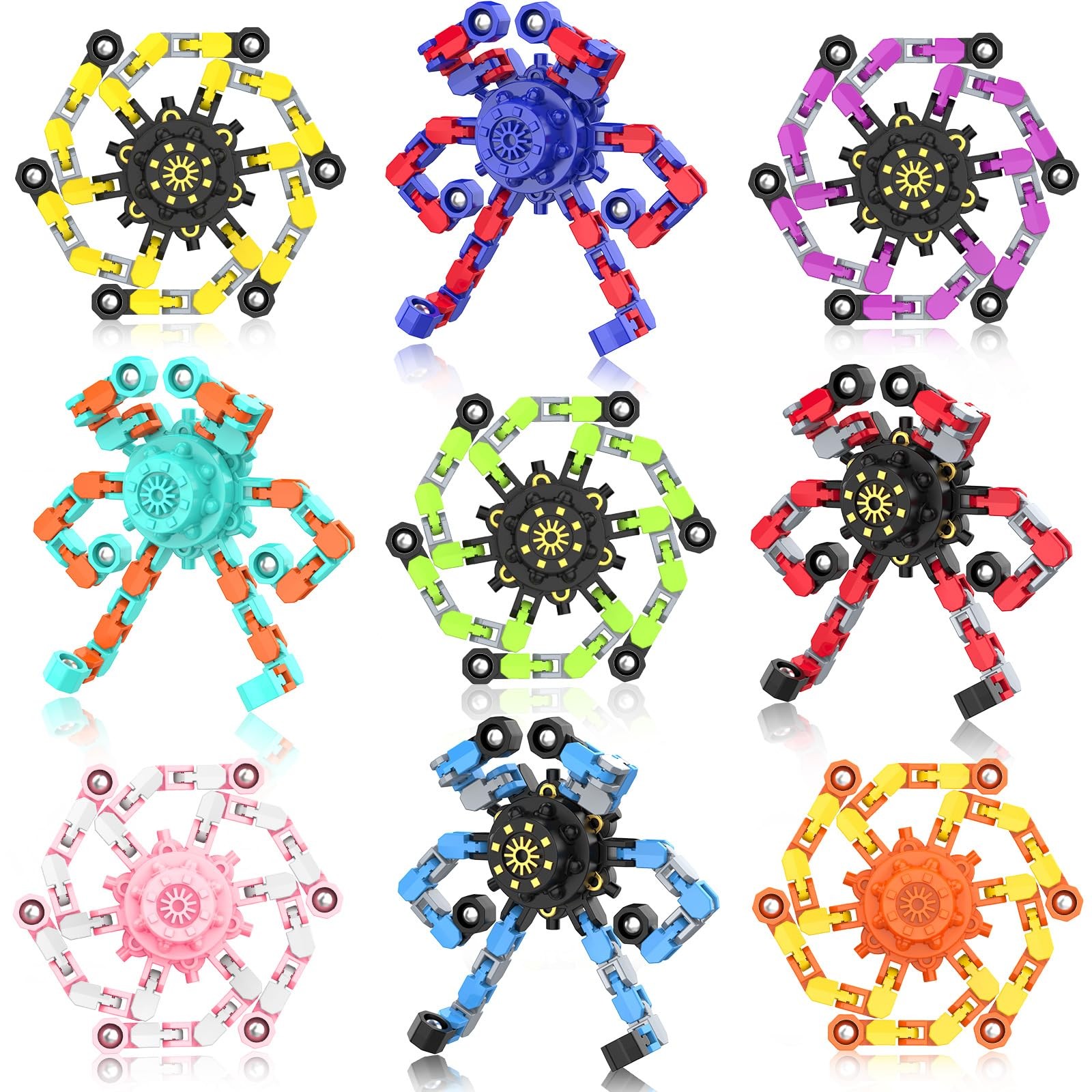 Transformable Fidget Spinners,9PCS Funny Sensory Fidget Toys Adults Deformabl…
