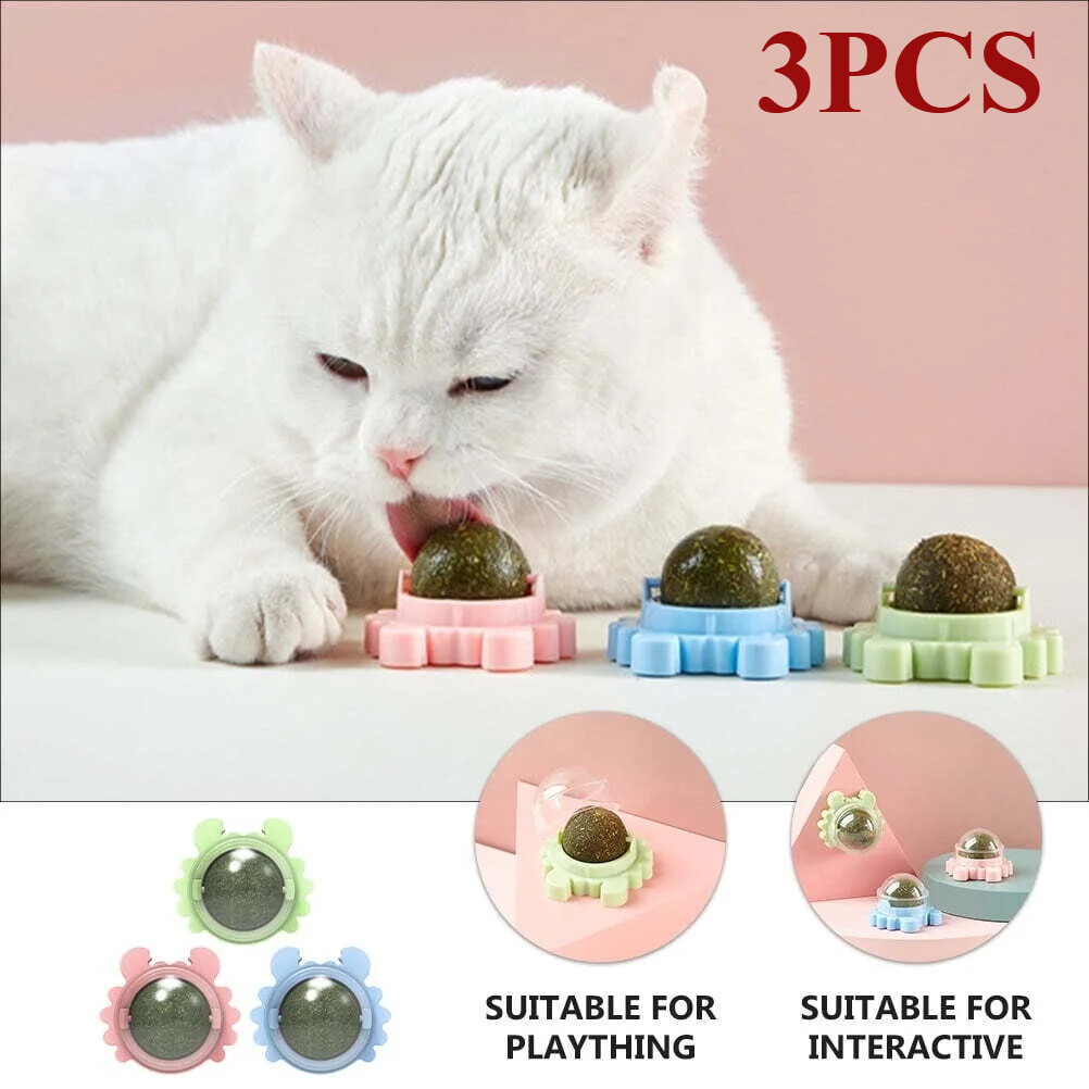 3x Natural Catnip Kitten Mint Ball Safe Healthy Teeth Cleaning Dental Cat Toys