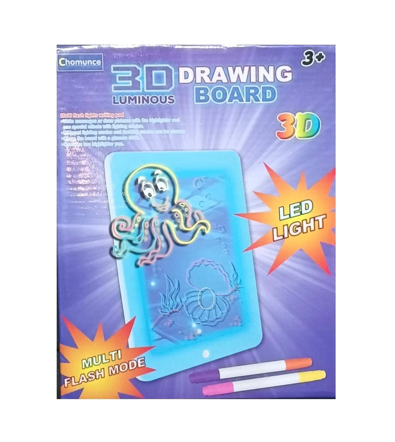 Chomunce 3D Luminous Drawing Board Magic Pad LED Light Up Glow Multi Flash Mode