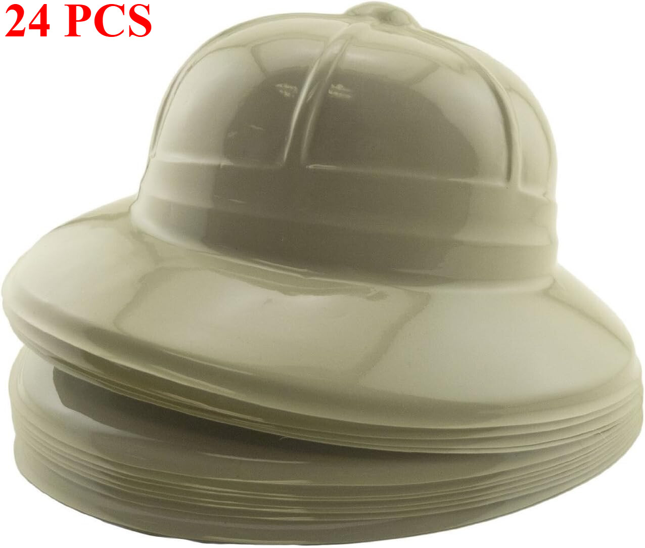 24Pc Khaki Beige Soft Plastic Tan Jungle Safari Pith Sun Hat Birthday Party Kids