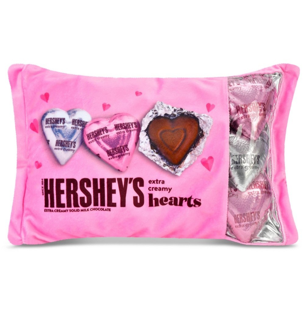 Hershey’s Creamy Pink Hearts Pillow iscream W/Removable Mini Plush Candy