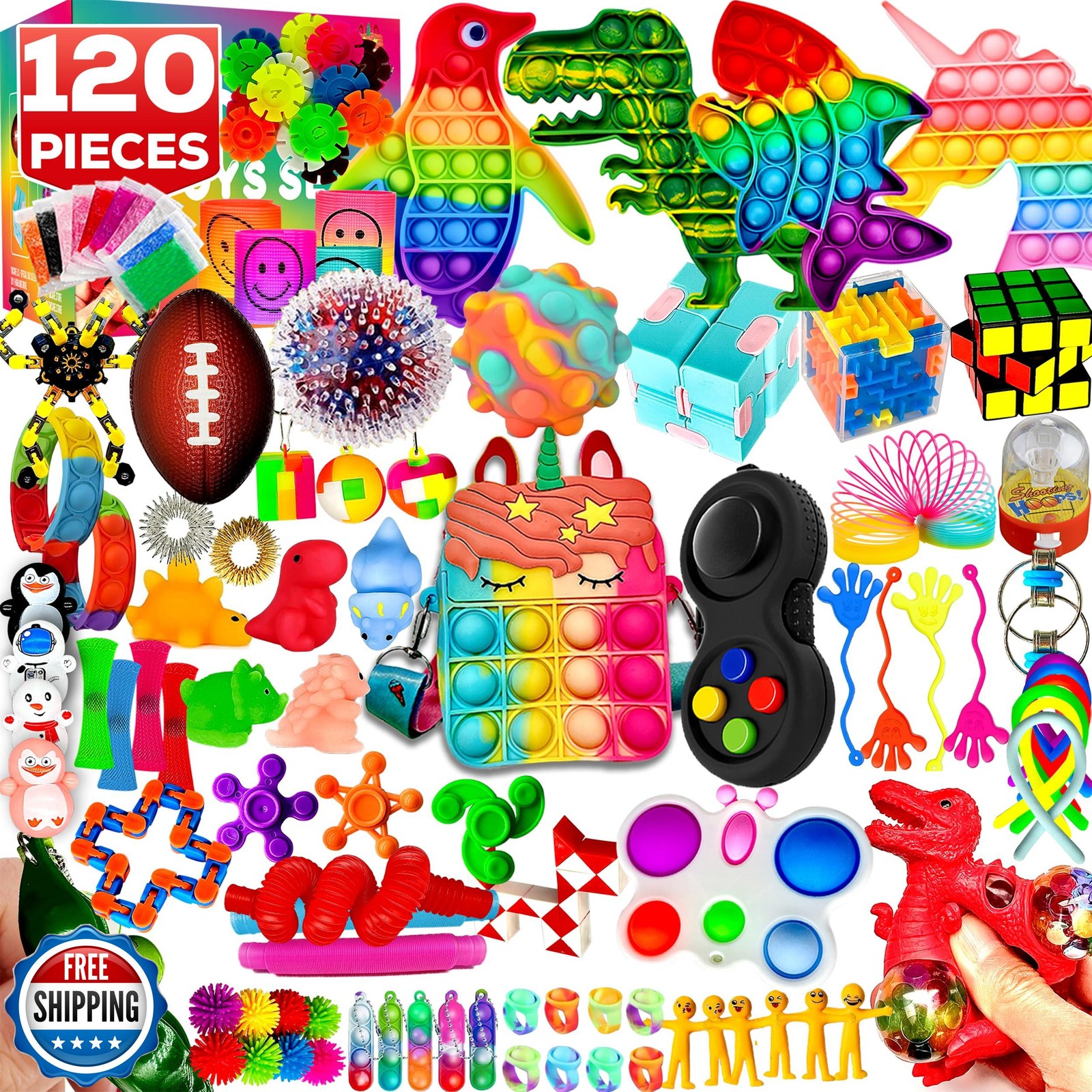120 Pcs Fidget Toys Pack, Pop Sensory Party Favors Set Gifts for