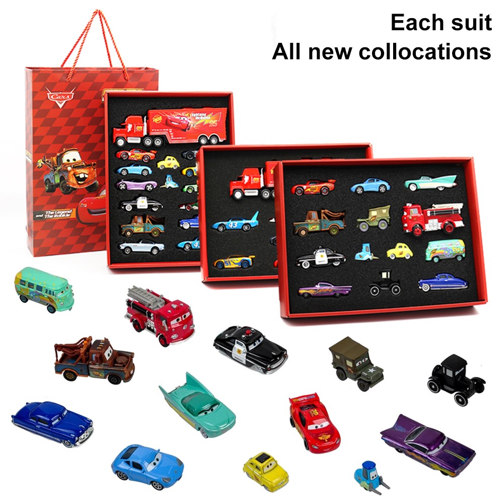 Original 8/13/15Pcs Disney Pixar Cars Lightning McQueen Movie Boy Toy Gifts Box