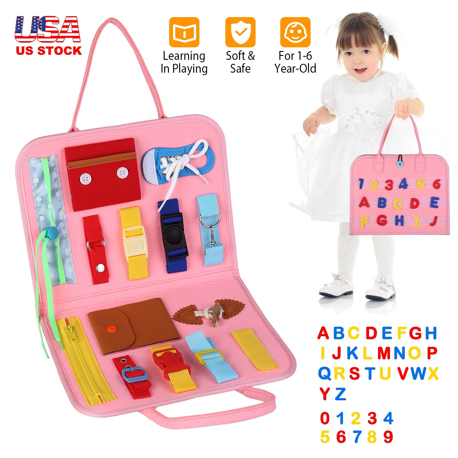 Toddler Busy Board Preschool Educational Learning Toys for Basic Dress Skills
