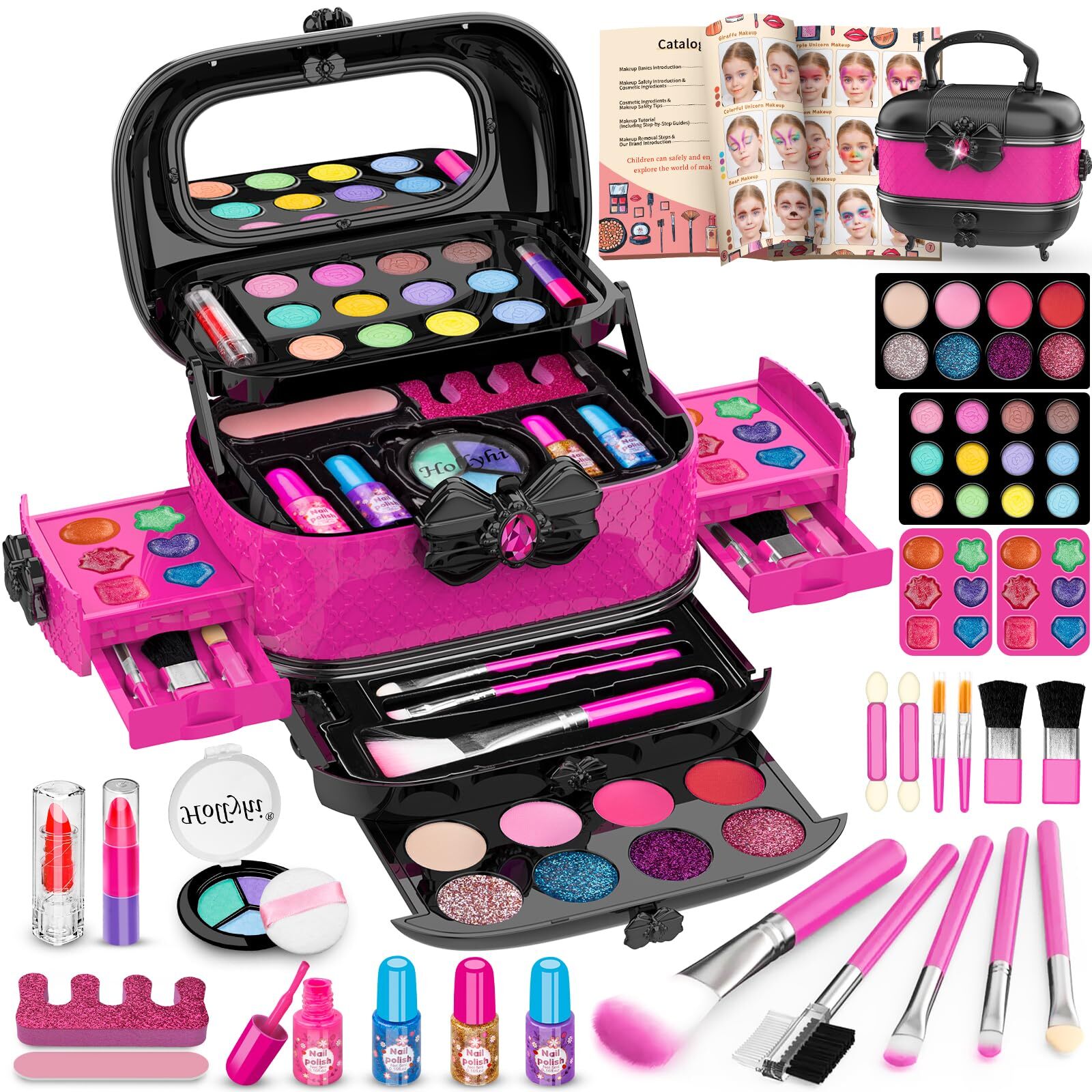 kids makeup kit for girl – little girls real make up set washable makeup toy