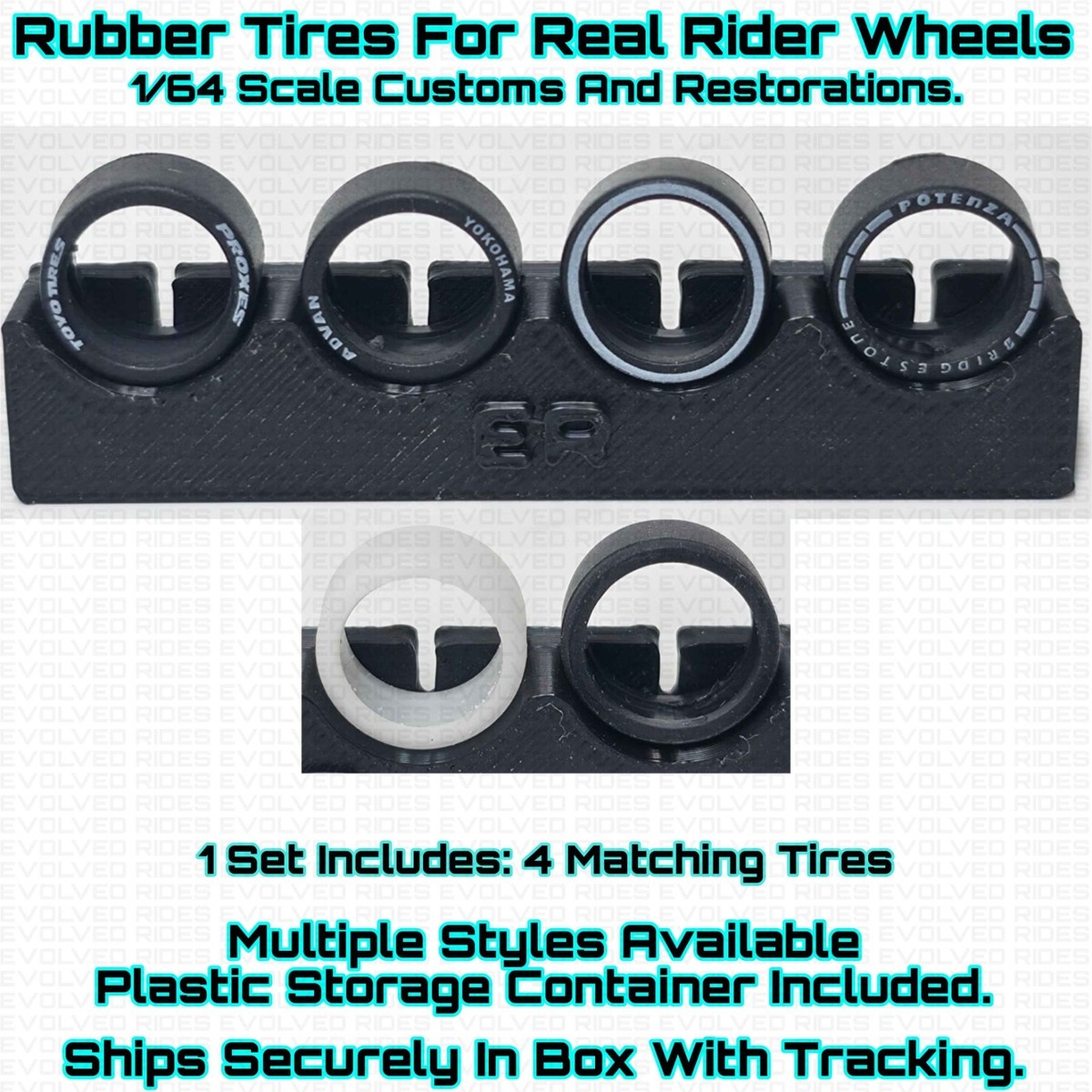 1/64 Scale Rubber Tires For Real Rider Wheel 1/64 Scale Customs Restorations Hot