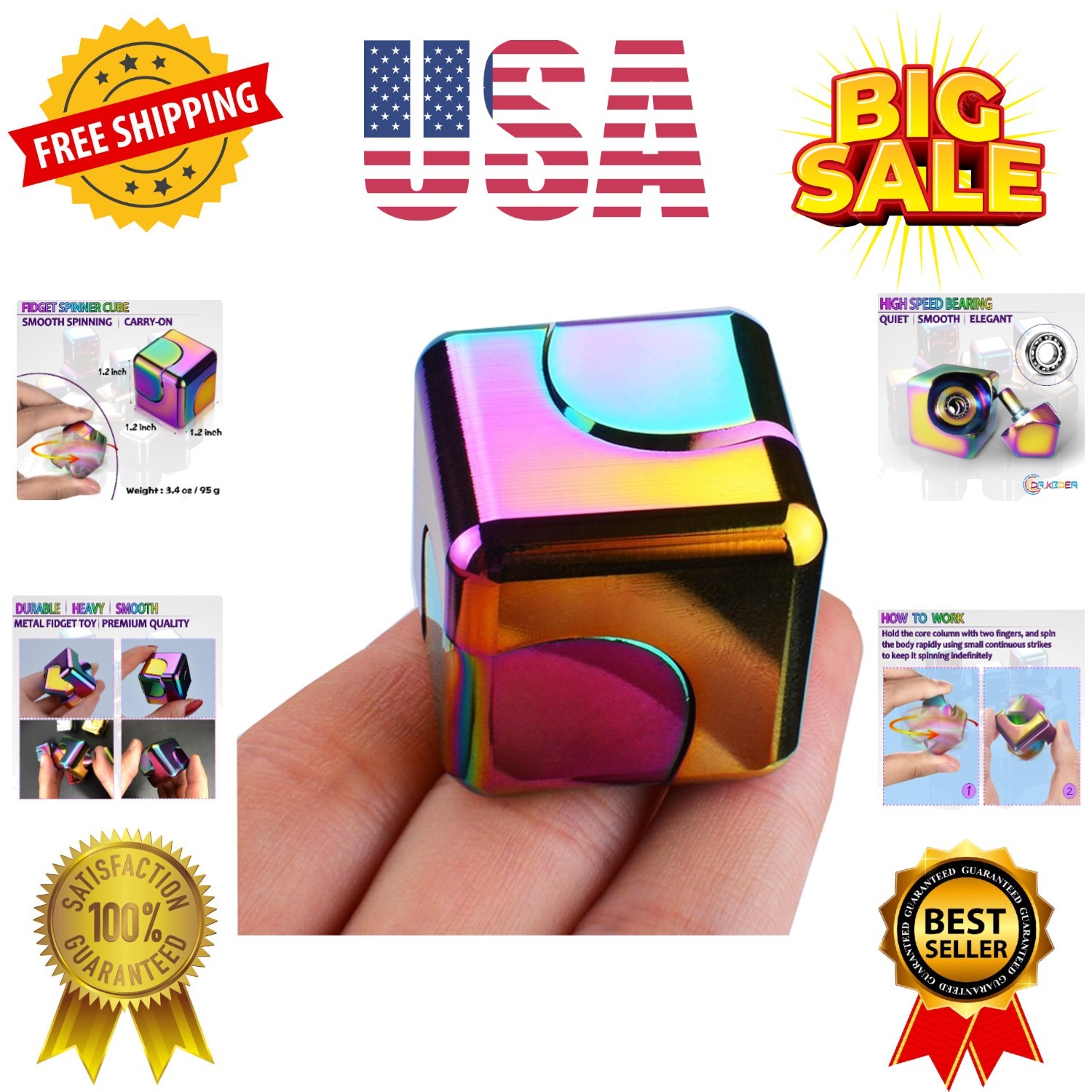 Fidget Spinner Toys Cube Adults, Christmas Stocking Stuffers for Teen Metal C…