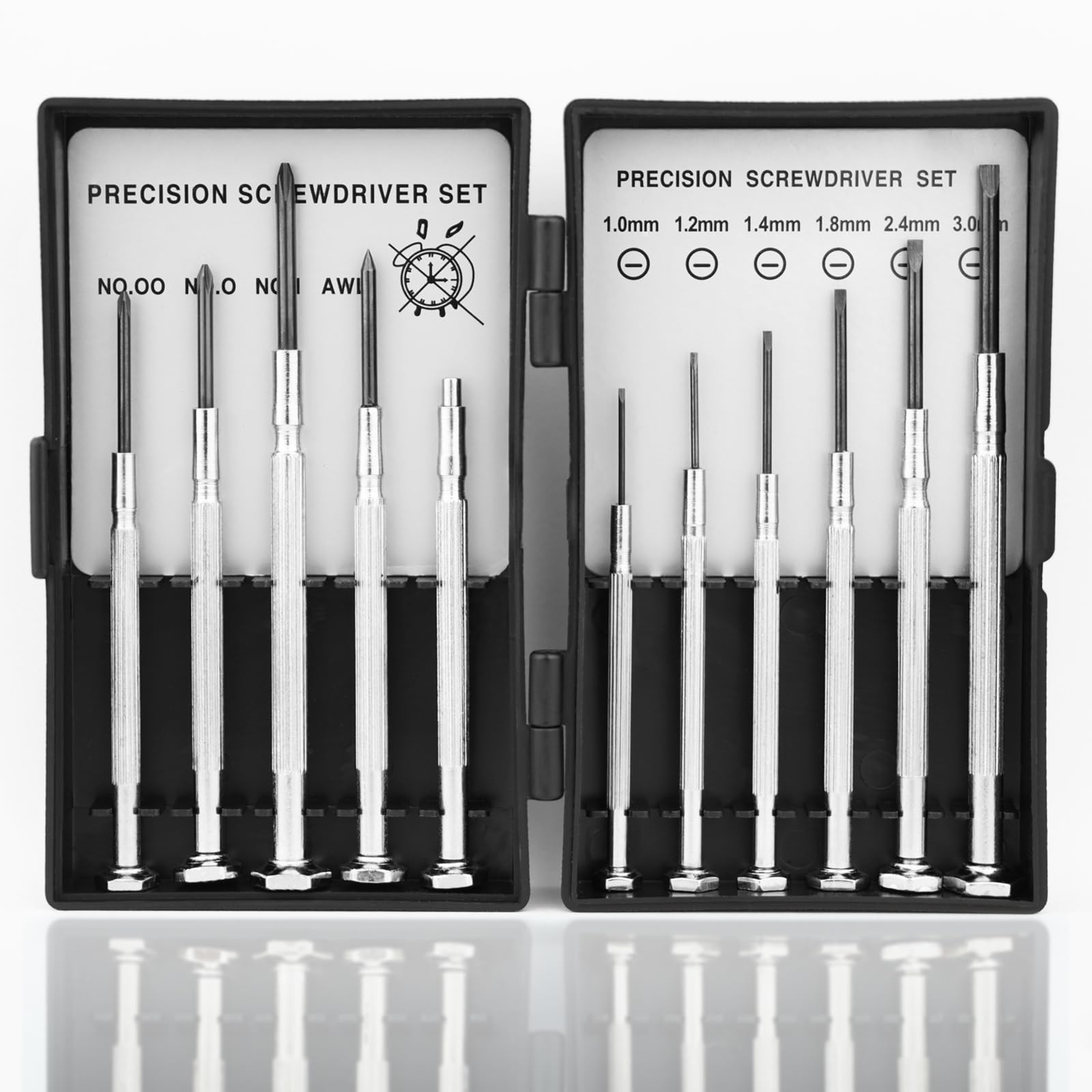 11pc Small Precision Screwdriver Set Mini 6 Sizes Flat Philips for Watch Glasses