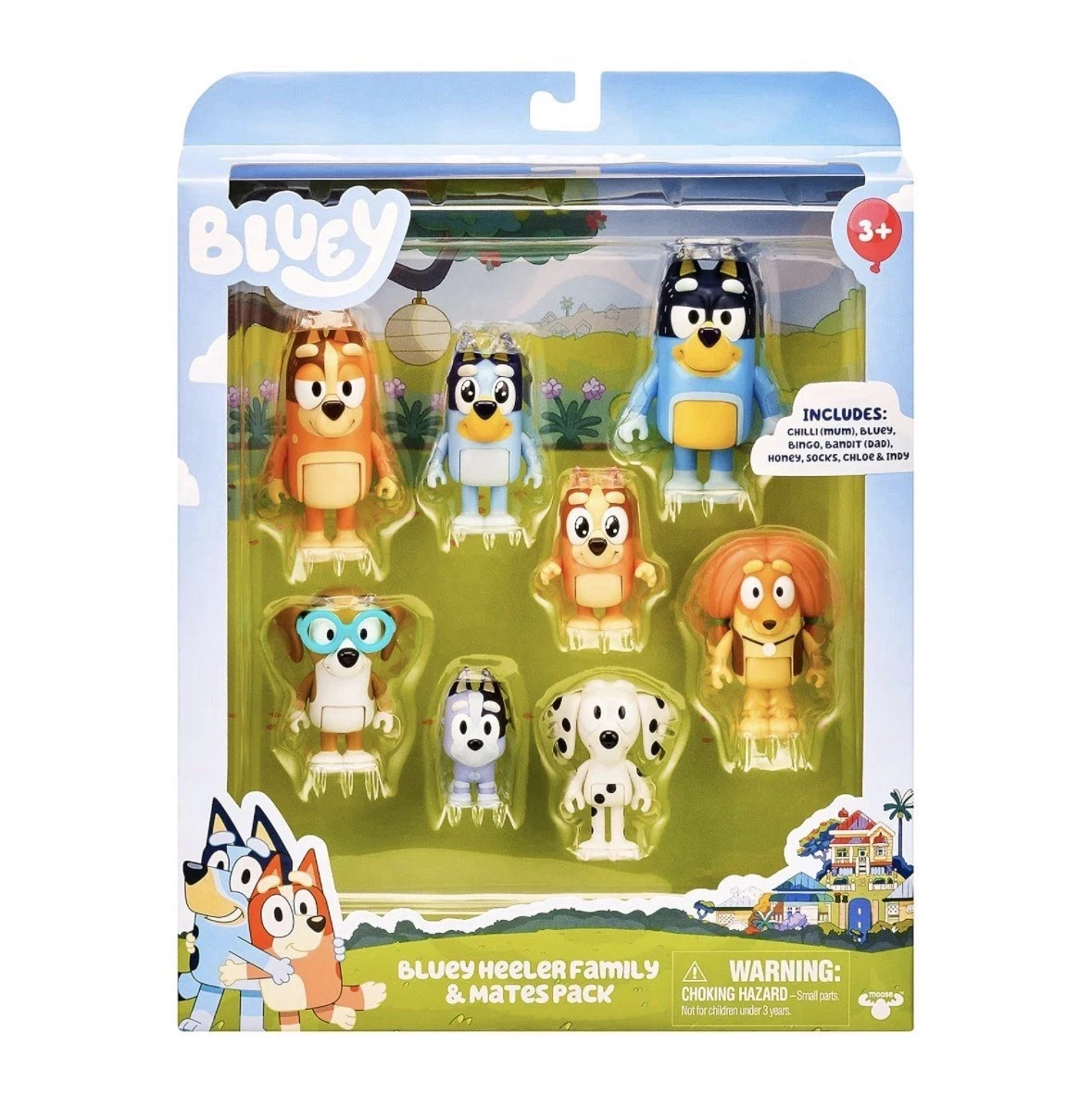Bluey’s Family and Friends – 8 Pack – 2.5-3″ Bluey, Bingo, Chilli (Mum) and Dad