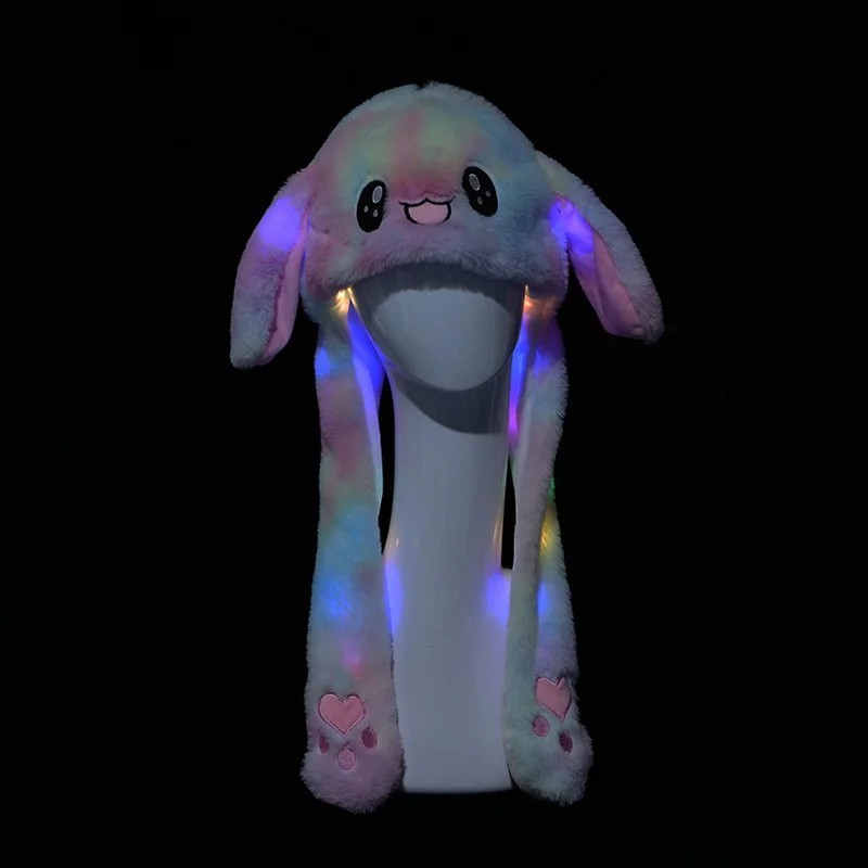 Bunny Hat Light Up Cute Plush Rabbit Hat Moving Ears with LED Light Gift US