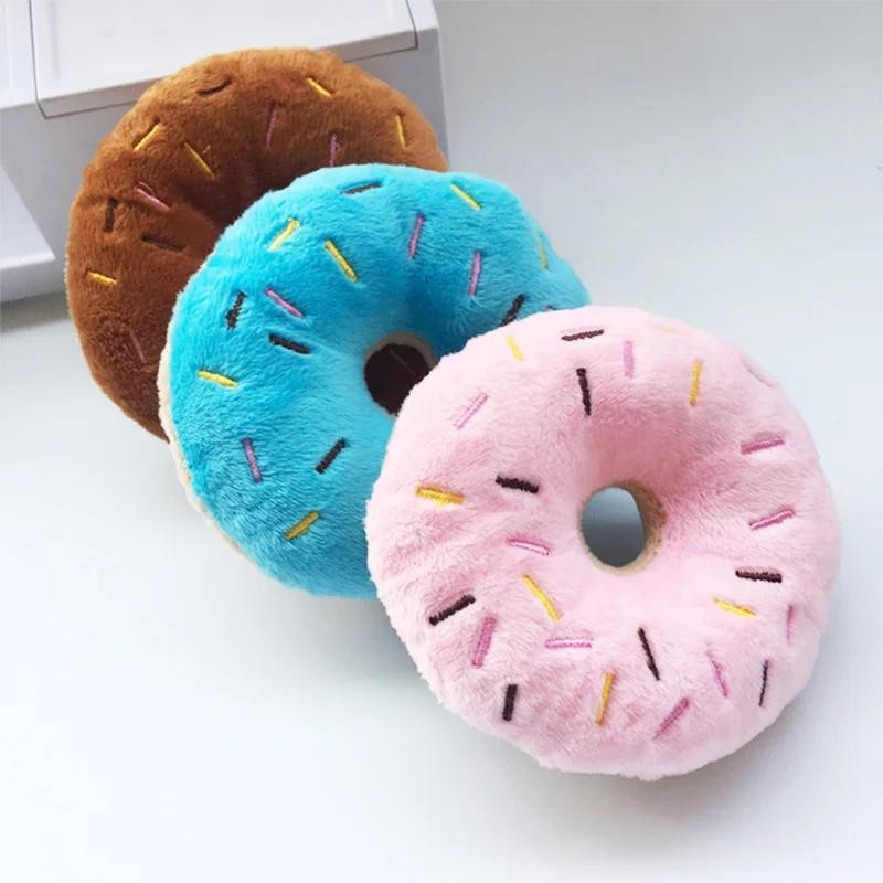 Soft Donut Plush Chew Toy with Squeaker – Fun Interactive Toy for Dogs