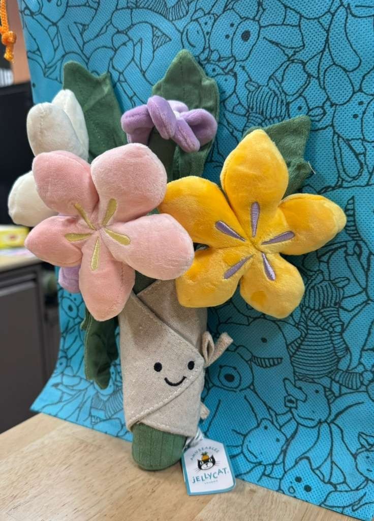 Bouquet Jelly cat Flowers Toy kid Girl Birthday Wedding Gift Doll with tag & bag