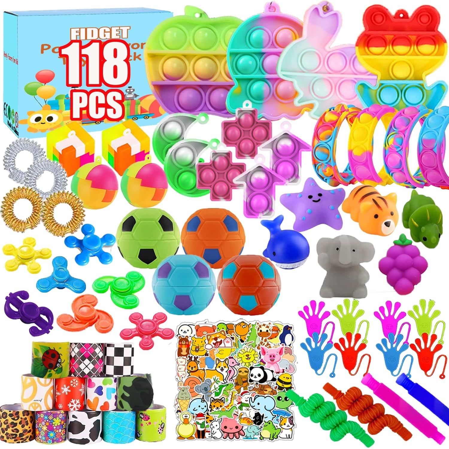 118 Pcs Fidget Toys for Kids, Stress Sensory Toys Pack Party Favors Kids Anxi…