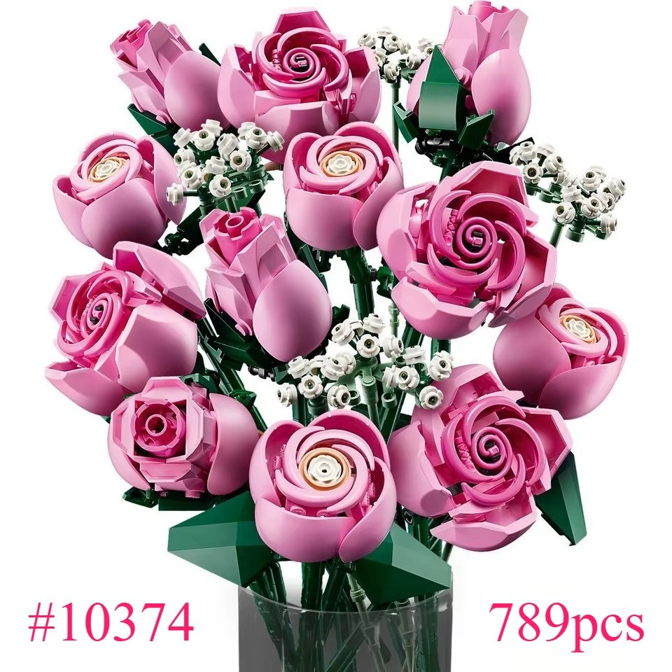 MINISO Pink Rose Bouquet 10374 Building Blocks 789pcs Toy Gift