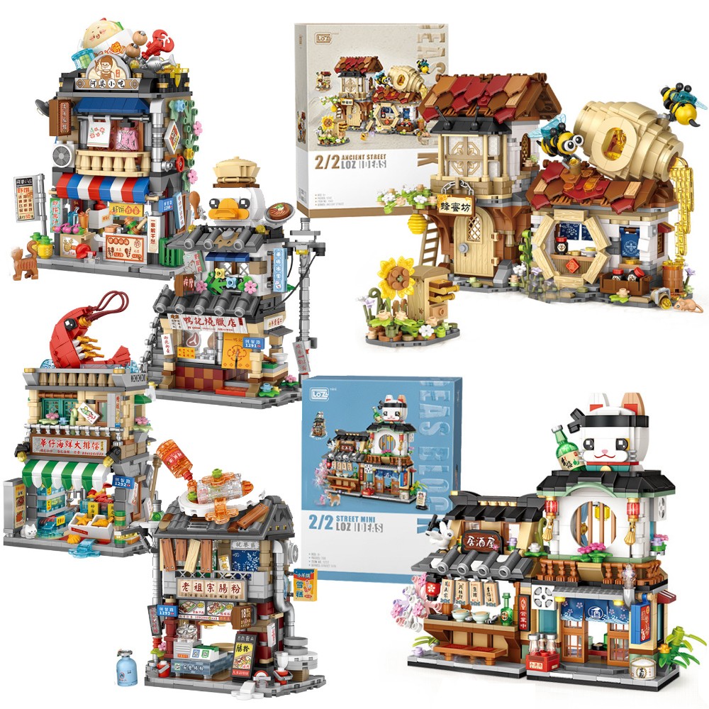 LOZ Blocks Food Stores Model Kit Holiday Mini Street View Building Set 700+PCS