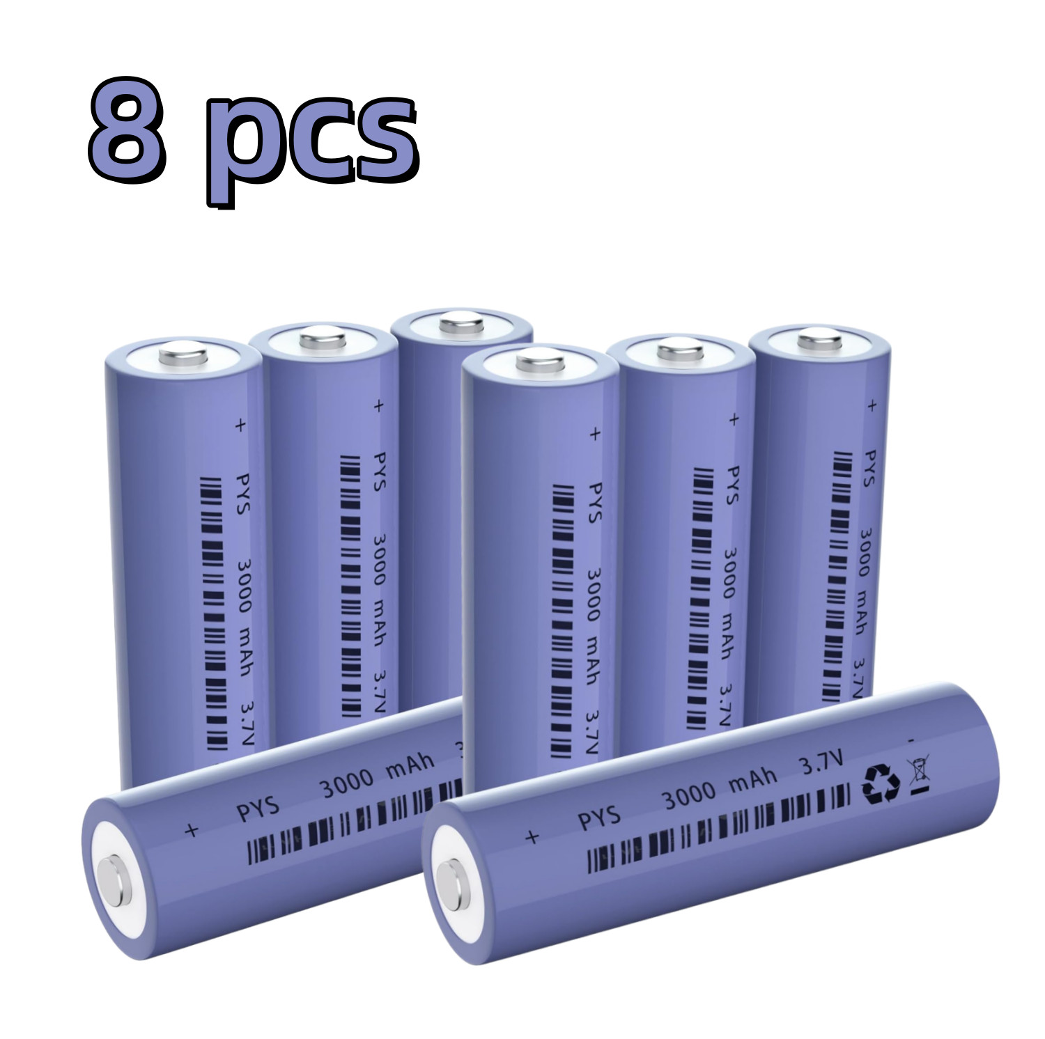 8 Pack Rechargeable Battery 3.7V Button Top 3000mAh NiMH Battery Cell US