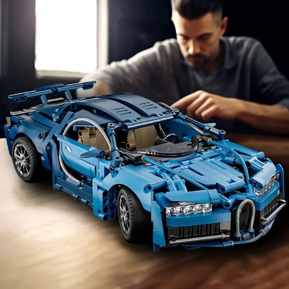1690PCS Blue Sports Car Building Blocks Toy Model DIY Creativity Gift