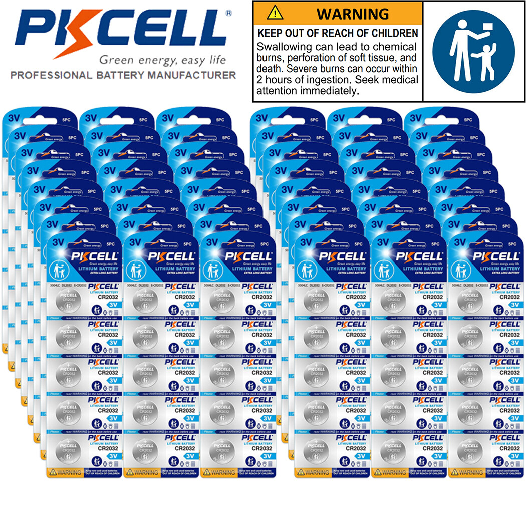 50-1000Pcs Original PKCELL CR2032 BR2032 5004LC SB-T15 3V Lithium Batteries Lot