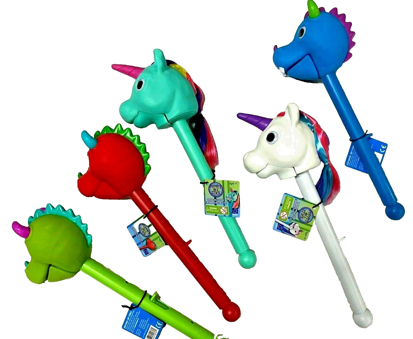 5 Piece Stick Puppets Set Unicorns and Dragons 	Educational Insights