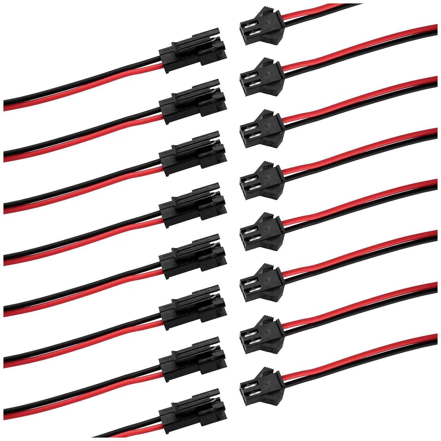 50Pcs 2Pin SM Connector Male Female Cable 15cm 20AWG Wire for LED Strip Light