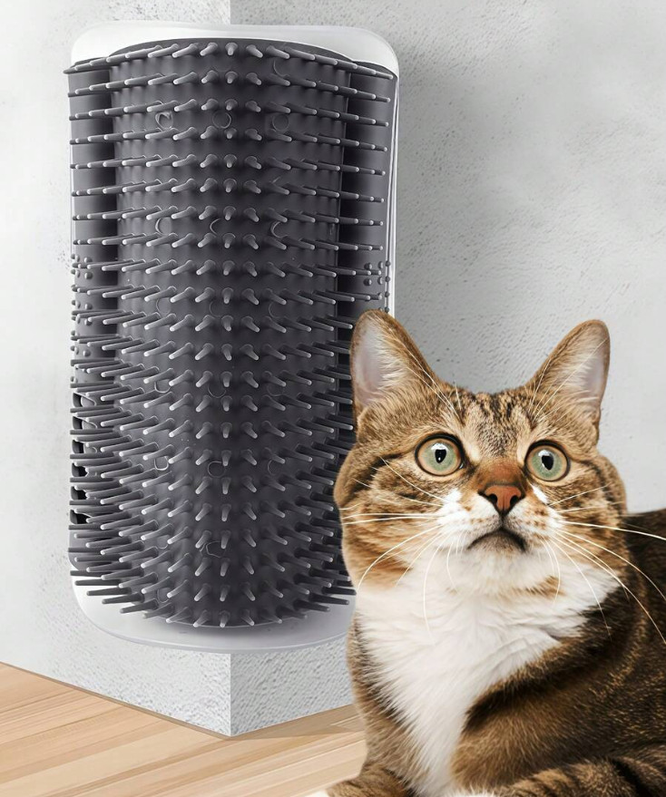 Pet Cat Self Groomer Brush Wall Corner Mount Grooming Massage Comb Toy Catnip US