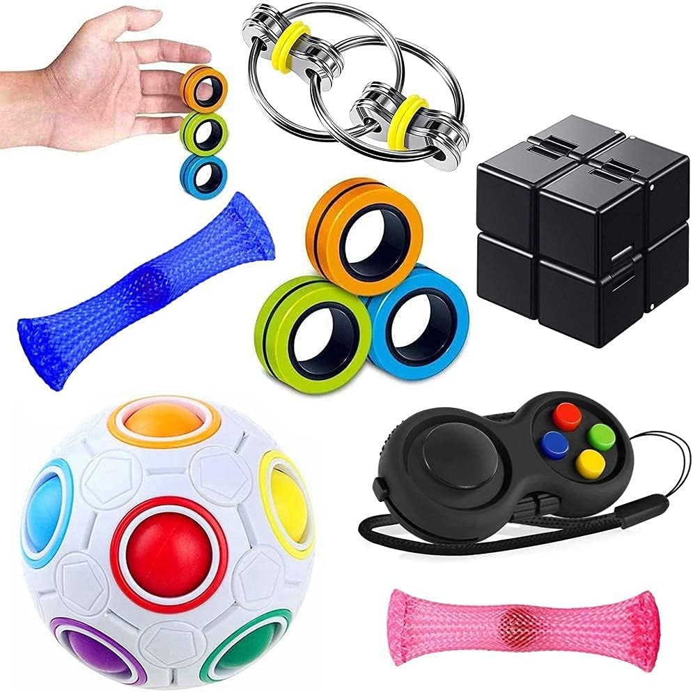 Sensory Fidget Toys Set 7 Pack. Stress Relief Relieve Anxiety Tools Bundle Figet