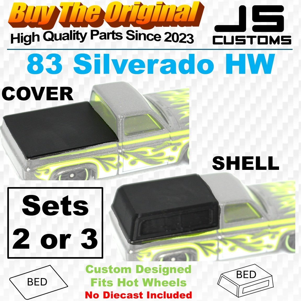 83 Silverado Hot Wheels – sets 2 or 3 – Bed cover or Shell – Parts Only