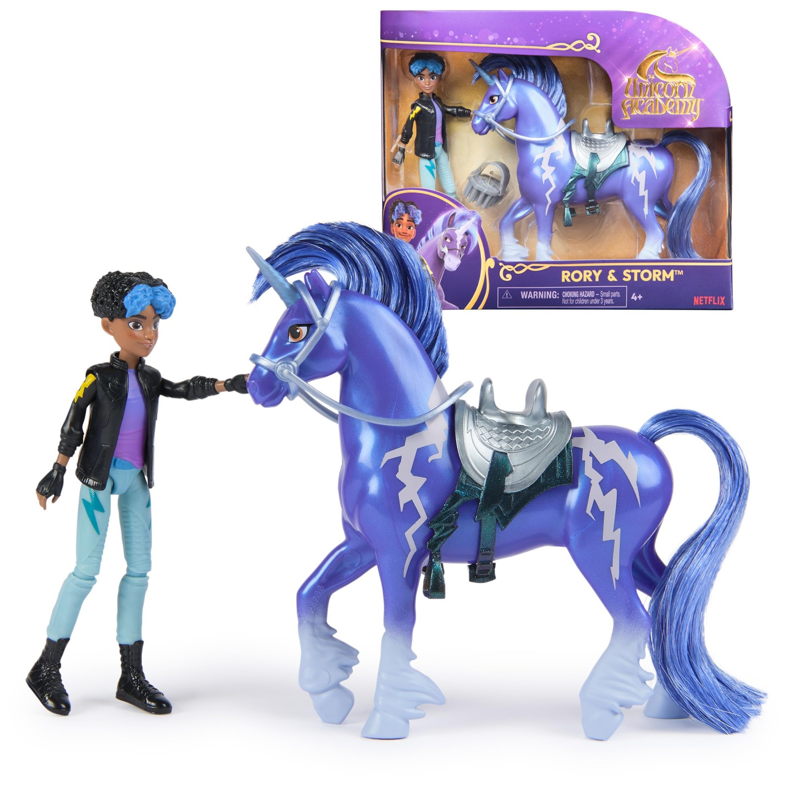 Unicorn Academy Set – Rory and Unicorn Storm with Real Mane and Tail and Br