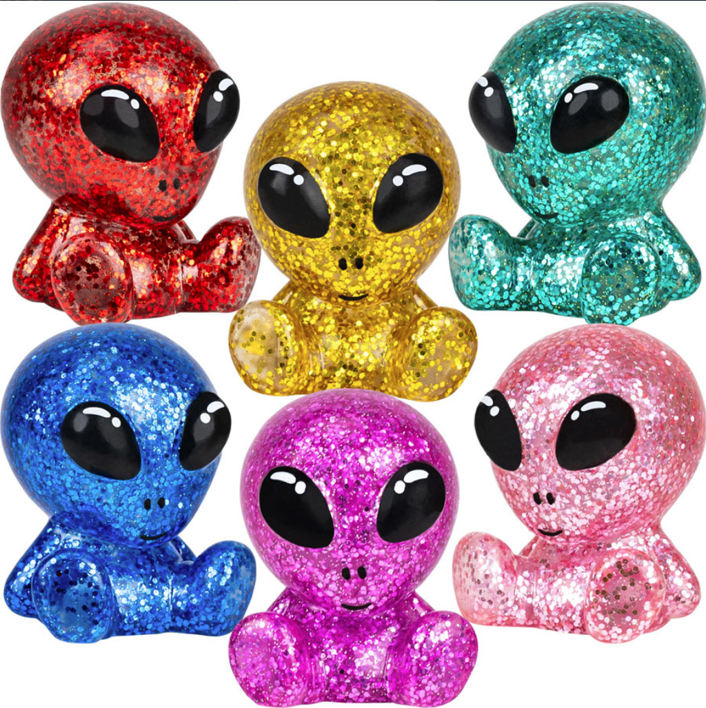 Sitting Glitter Aliens – 2 Inch- 12pcs