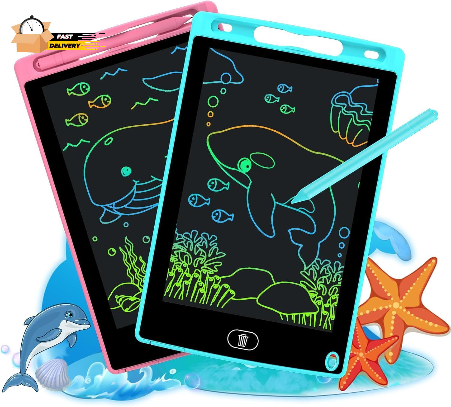 2 Pack LCD Writing Tablet 8.5 Inch Erasable Drawing Pad Toys for Kids Reusable