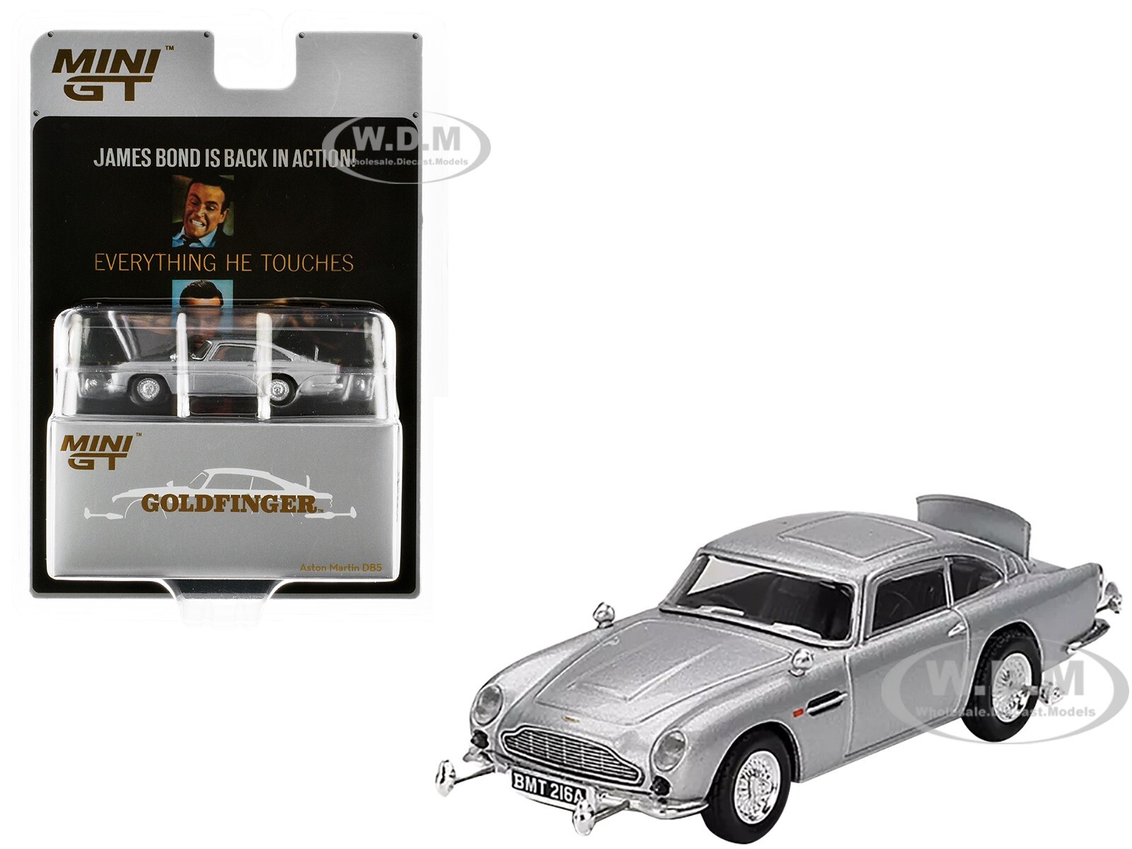 ASTON MARTIN DB5 RHD BIRCH SILVER “GOLDFINGER” 1/64 DIECAST BY MINI GT MGT00900
