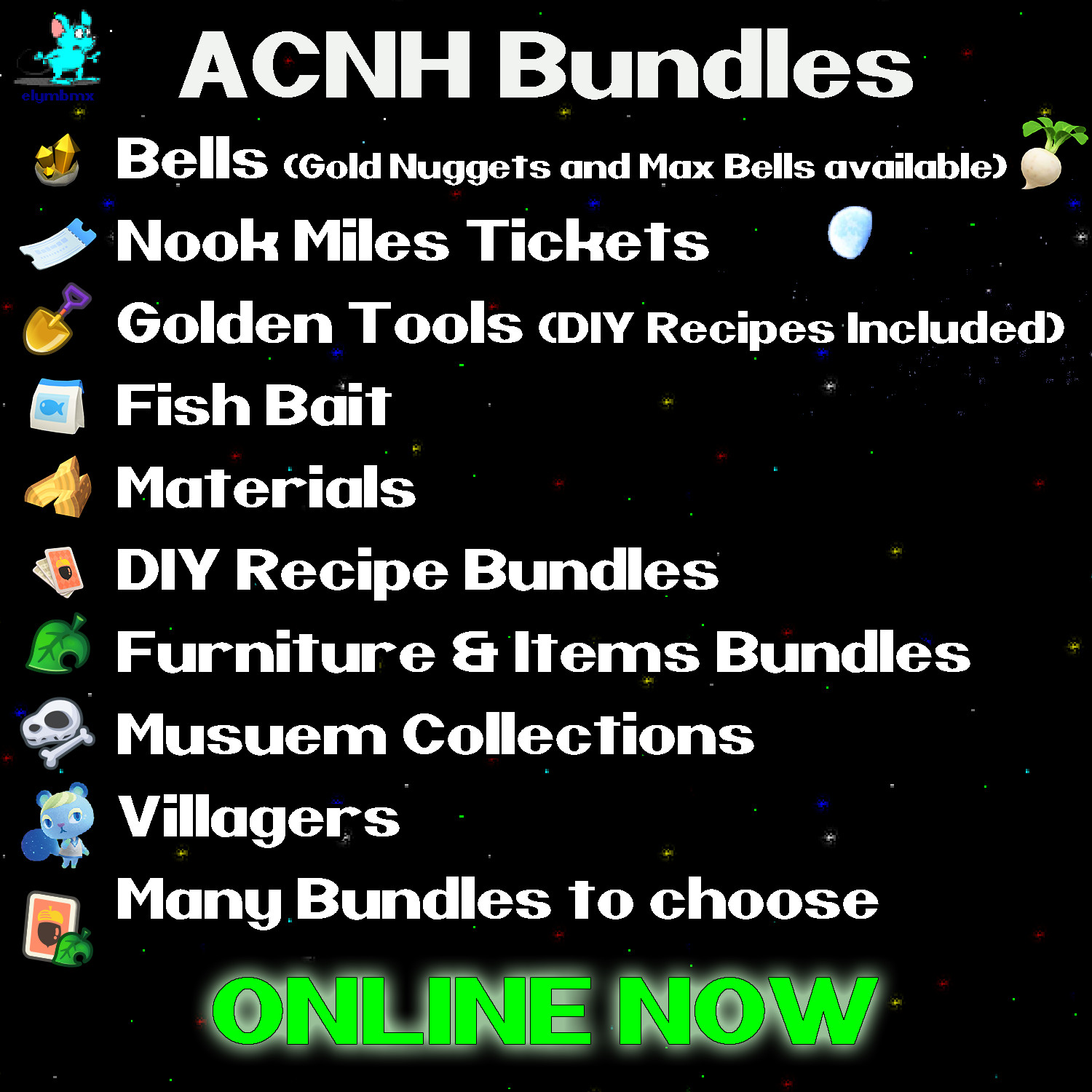 🌟 Bells Nook Miles Tickets Fish Bait Materials DIY Recipes Bundles ❇️ ONLINE❇️