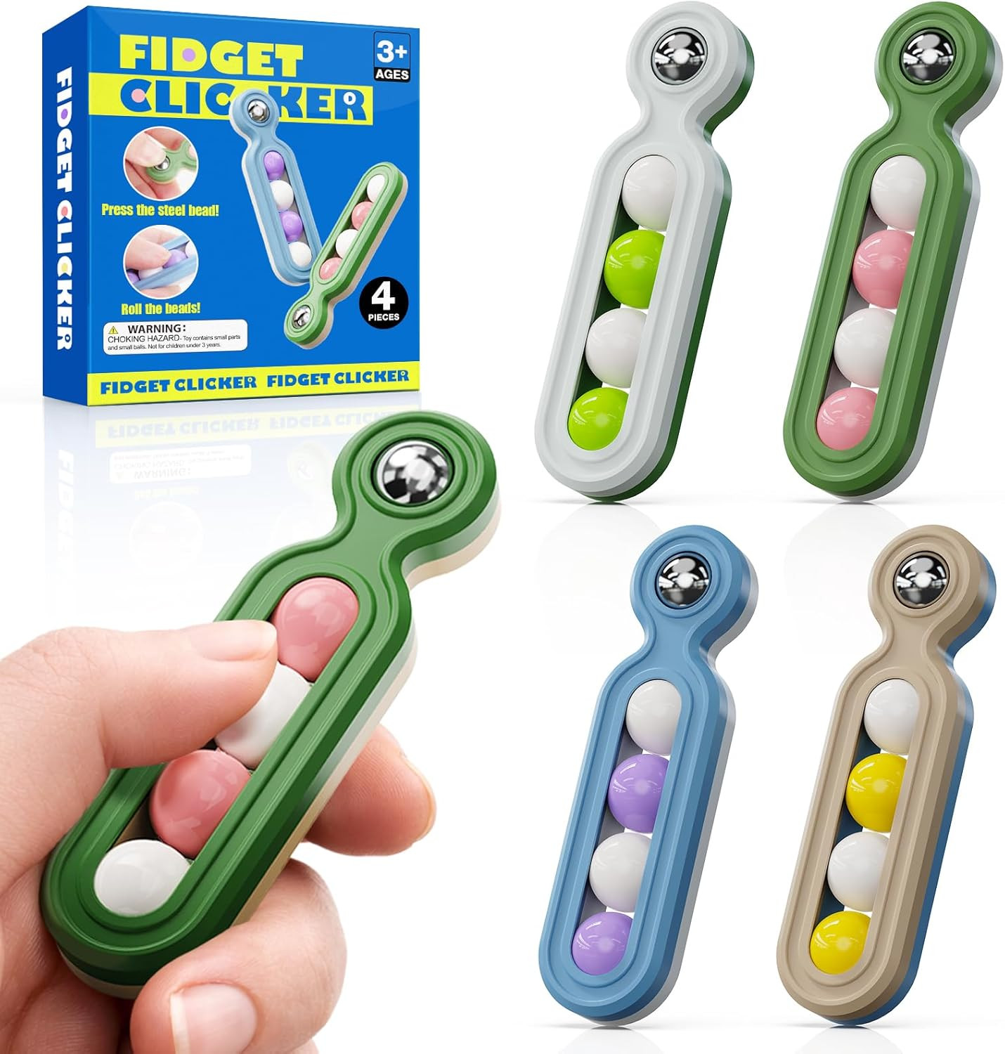 Fidget Toys Adults Anxiety Relief: 4 Pack Fidget Clicker Toys – Sensory Toys for