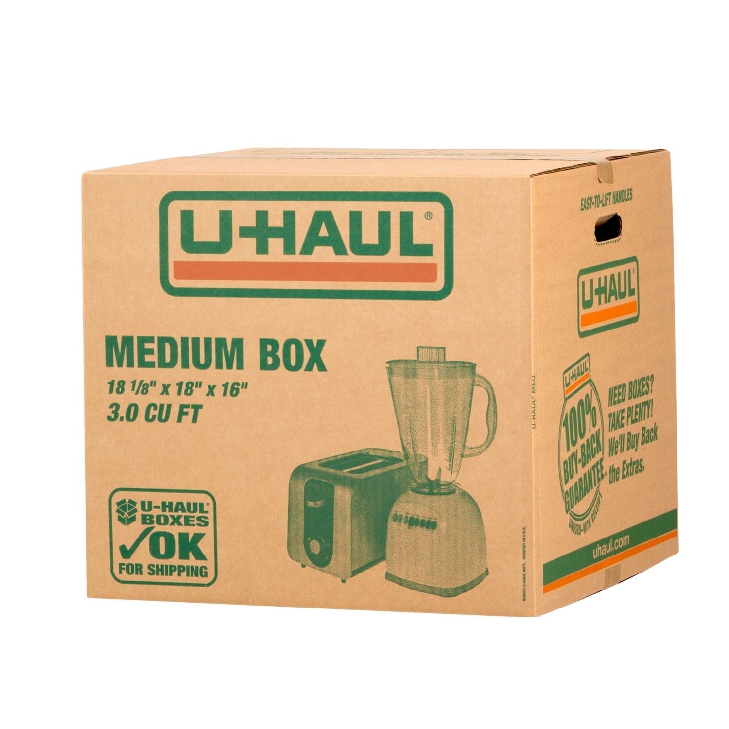Medium Shipping & Moving Boxes – 10 Boxes with Handles-18”1/18 X 18” X 16”